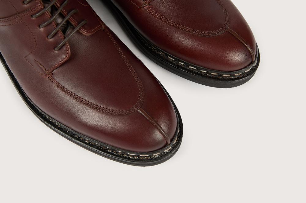 Heschung Derby Femme En Cuir Anilcalf Noisette Sur Semelle Gomme