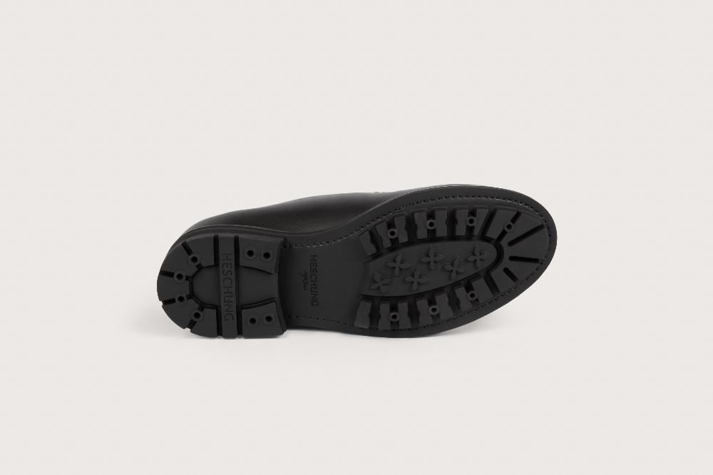 Heschung Derby Femme Ilex En Cuir Noir Sur Semelle Gomme