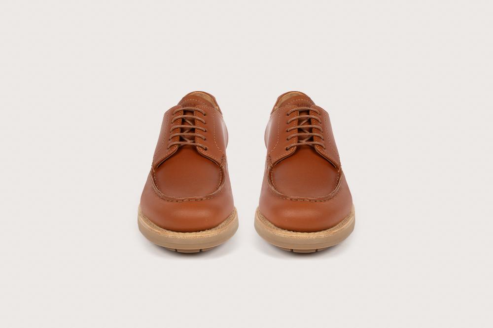 Heschung Derby Femme Ilex En Novonappa Cognac Sur Semelle Gomme