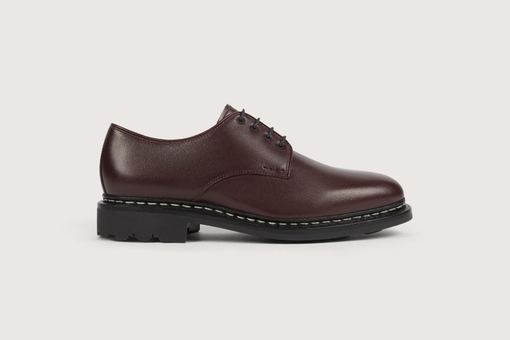 Heschung Derby Femme Intemporel En Cuir Lisse Rouge Foncé Pour Une Allure Casual Ou Habillée