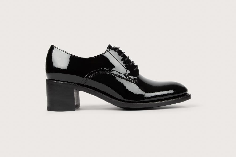 Heschung Derby Femme Marcia En Cuir Glacé Noir Semelle Cuir