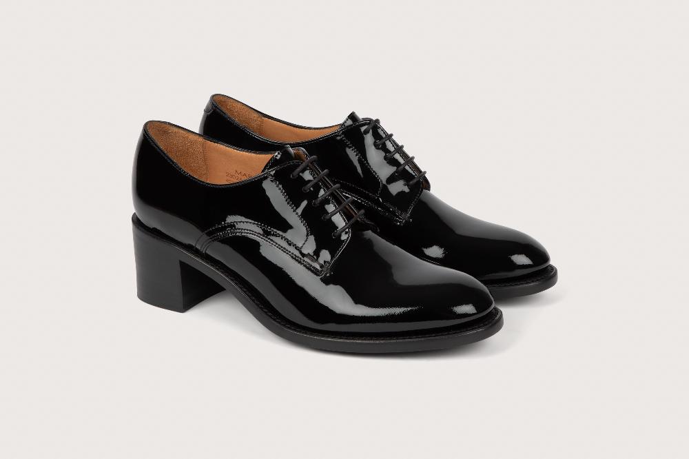 heschung Derby femme Marcia en cuir glacé noir semelle cuir