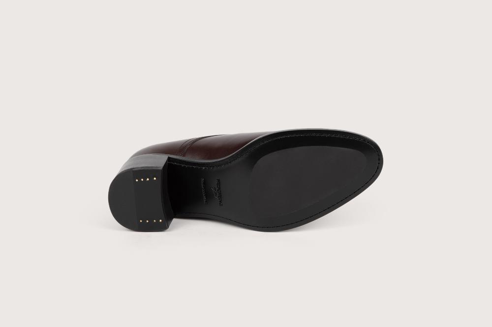 Heschung Derby Femme Marcia En Cuir Kidcalf Aubergine Semelle Cuir