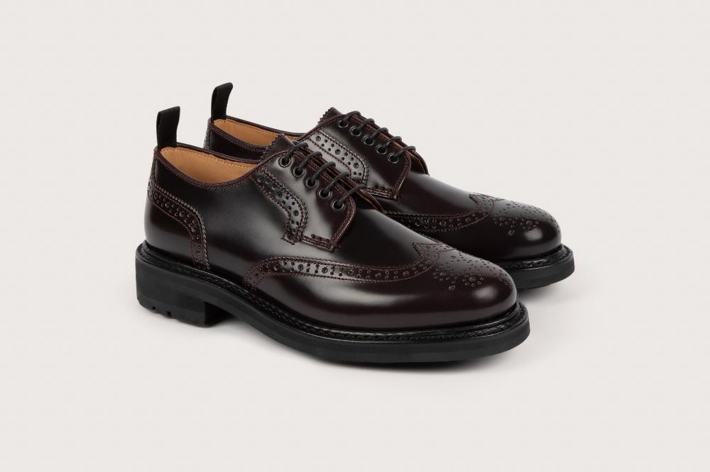 heschung Derby femme Windsor en cuir aubergine sur semelle gomme