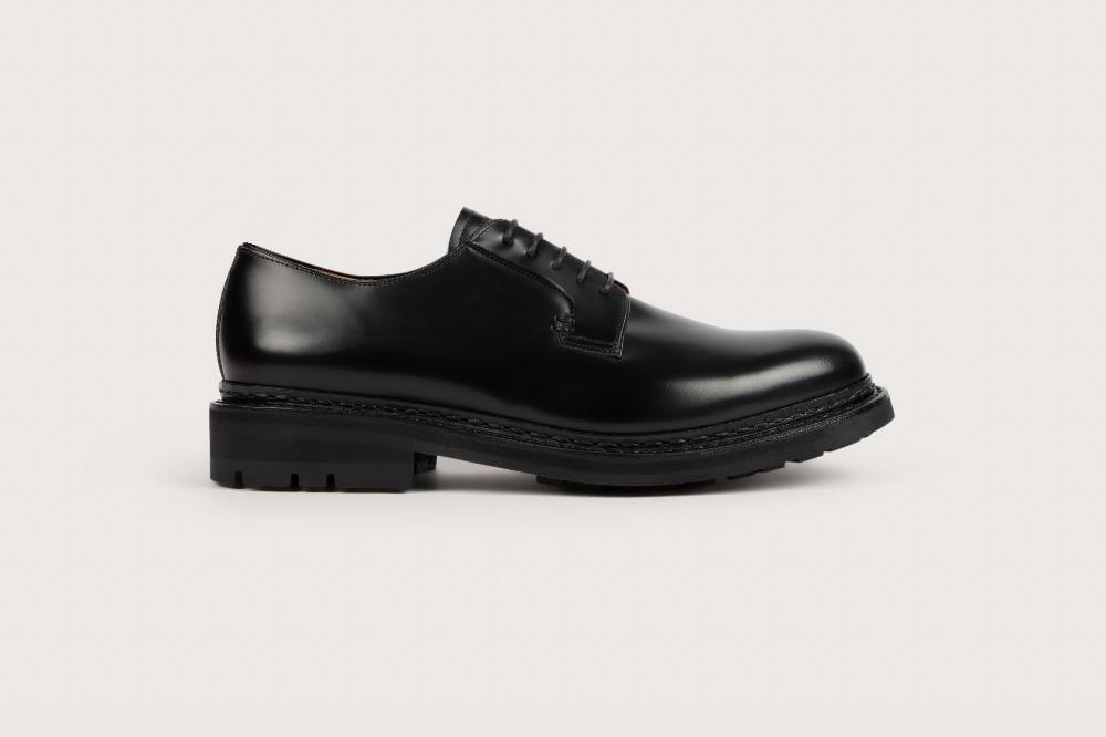 Heschung Derby Homme En Cuir Brillant Noir élégant Au Style Affirmé