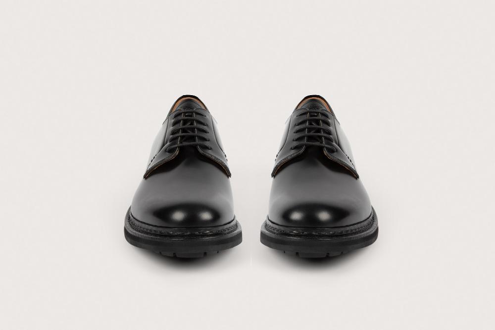 Heschung Derby Homme En Cuir Brillant Noir élégant Au Style Affirmé