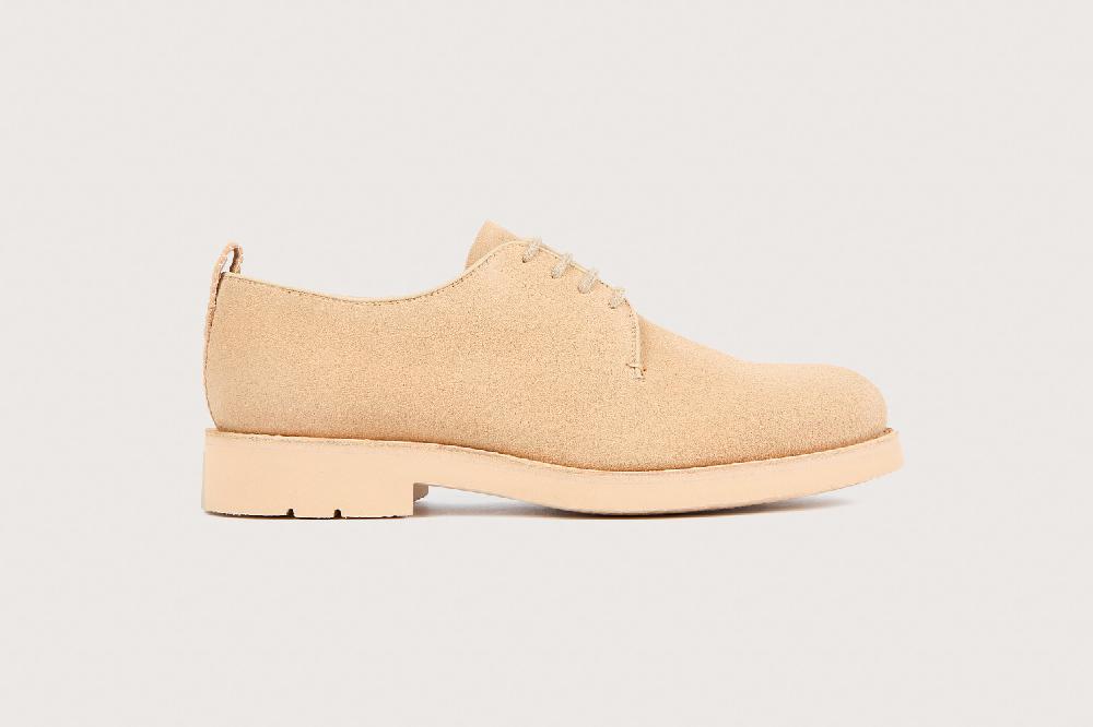 Heschung Derby Homme En Veau Velours Sable Semelle Légère En Gomme