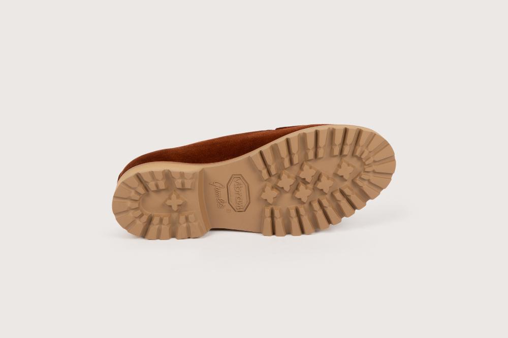 Heschung Derby Intemporel Femme à Plateau Jointé En Cuir De Veau Coloris Rouille Sur Semelle Gomme