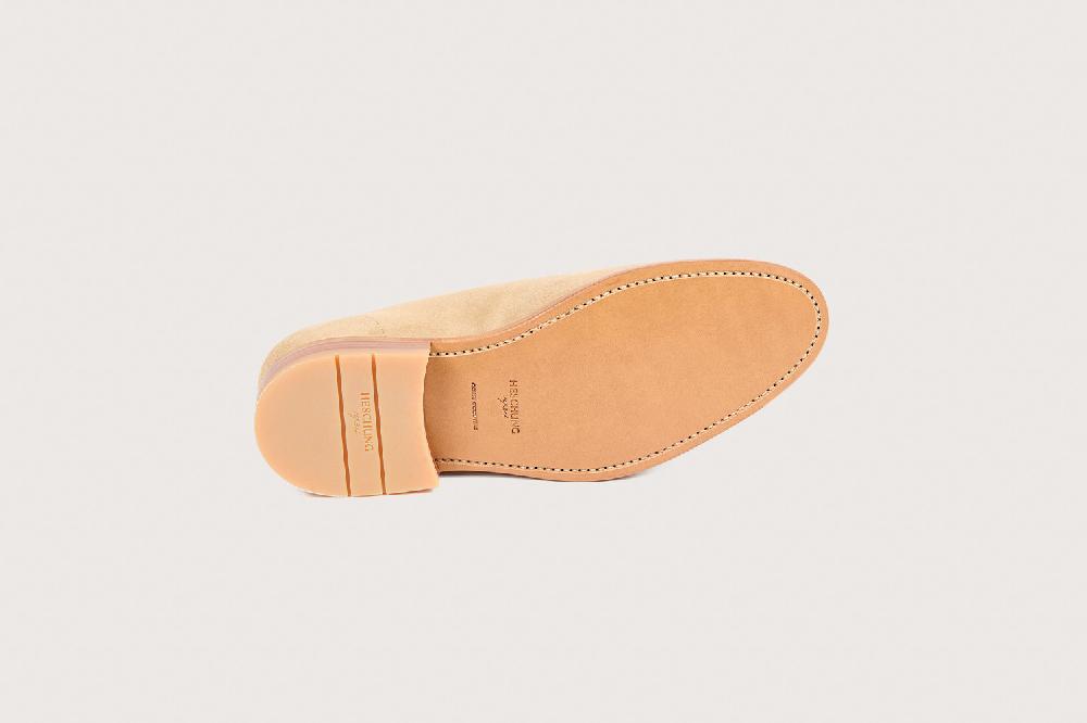 Heschung Derby Intemporel Femme En Hydrovelours Sable Sur Semelle Cuir