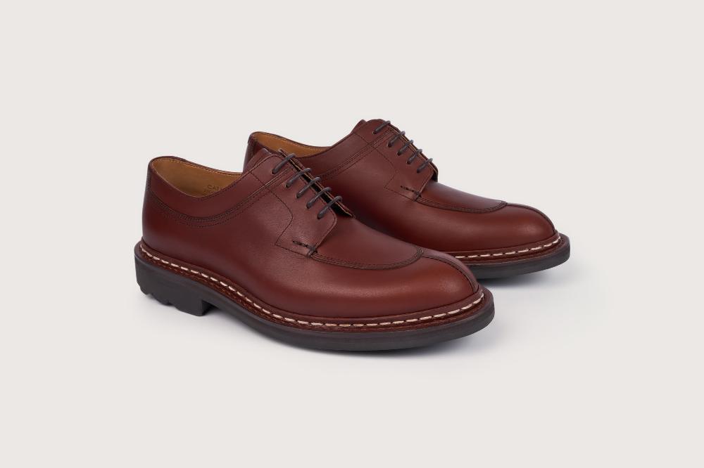 heschung Derby intemporel Homme à bout chasse et en cuir lisse imperméable coloris Expresso