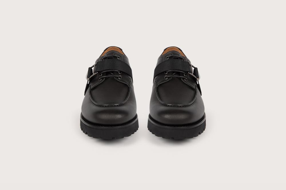 Heschung Derby Intemporel Homme à Plateau Jointé En Cuir Anilcalf Noir Sur Semelle Gomme