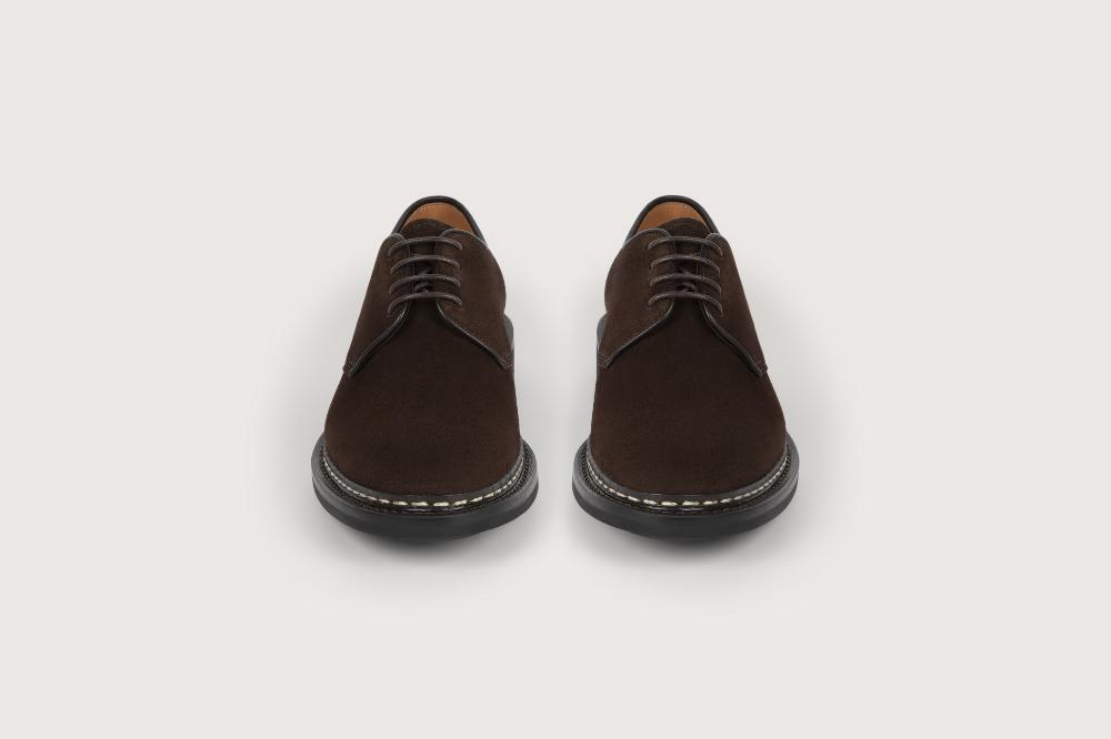 Heschung Derby Intemporel Homme En Cuir Hydrovelours Café Pour Une Allure Casual Ou Habillée