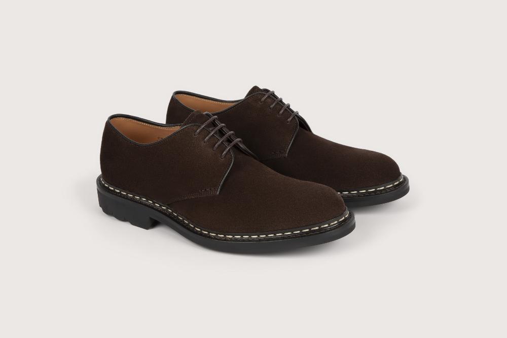 heschung Derby intemporel homme en cuir hydrovelours café pour une allure casual ou habillée