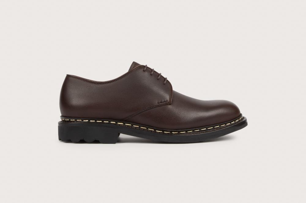 Heschung Derby Intemporel Homme En Cuir Lisse Café Pour Une Allure Casual Ou Habillée