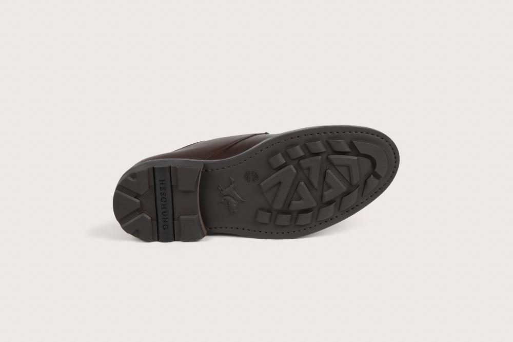Heschung Derby Intemporel Homme En Cuir Lisse Café Pour Une Allure Casual Ou Habillée