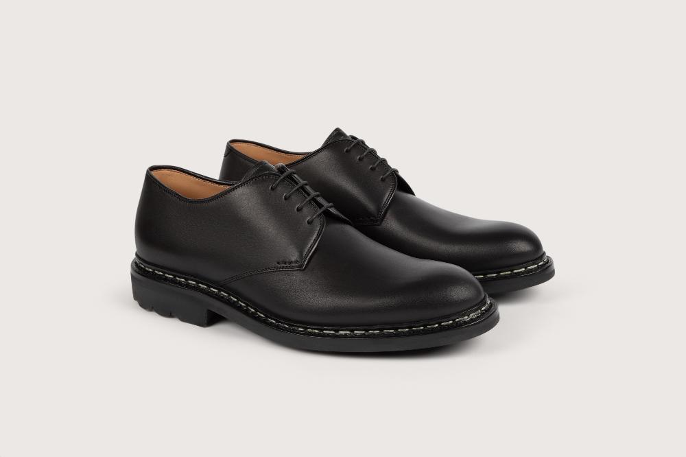 heschung Derby intemporel homme en cuir lisse noir pour une allure casual ou habillée