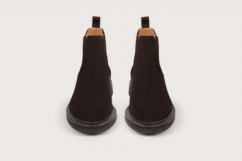 Heschung Desert-Boots Homme En Velours Imperméable Marron Foncé Semelle Caoutchouc