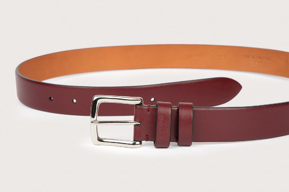 Heschung Ceinture Homme En Cuir Box Bordeaux