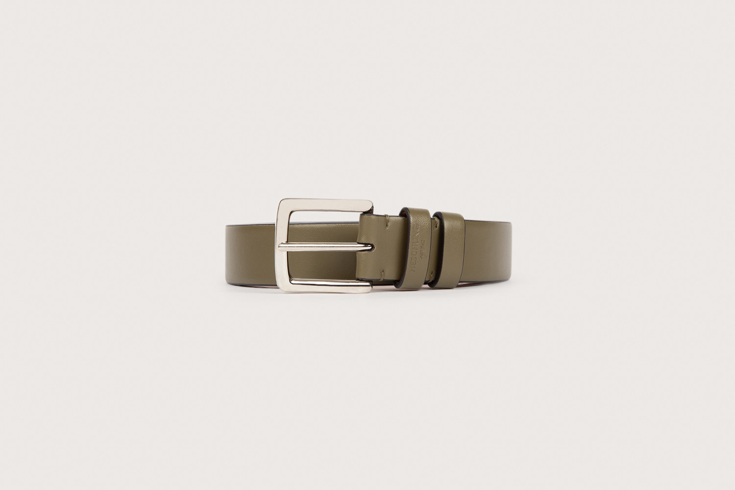 Heschung Ceinture Homme En Cuir Box Kaki