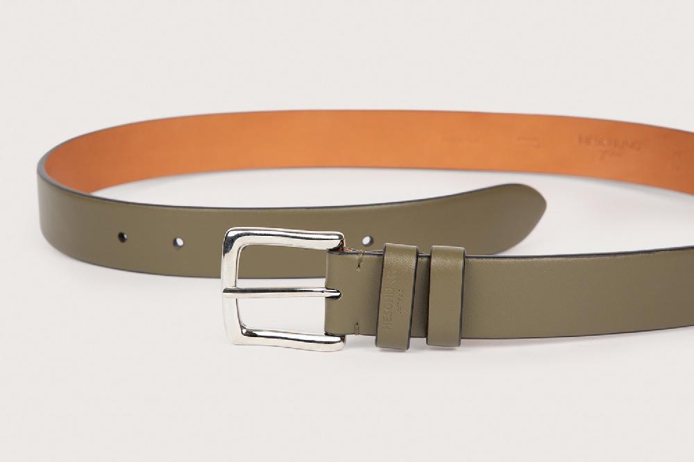 Heschung Ceinture Homme En Cuir Box Kaki