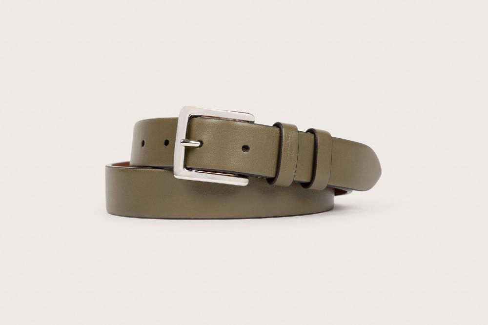 heschung Ceinture homme en cuir box kaki