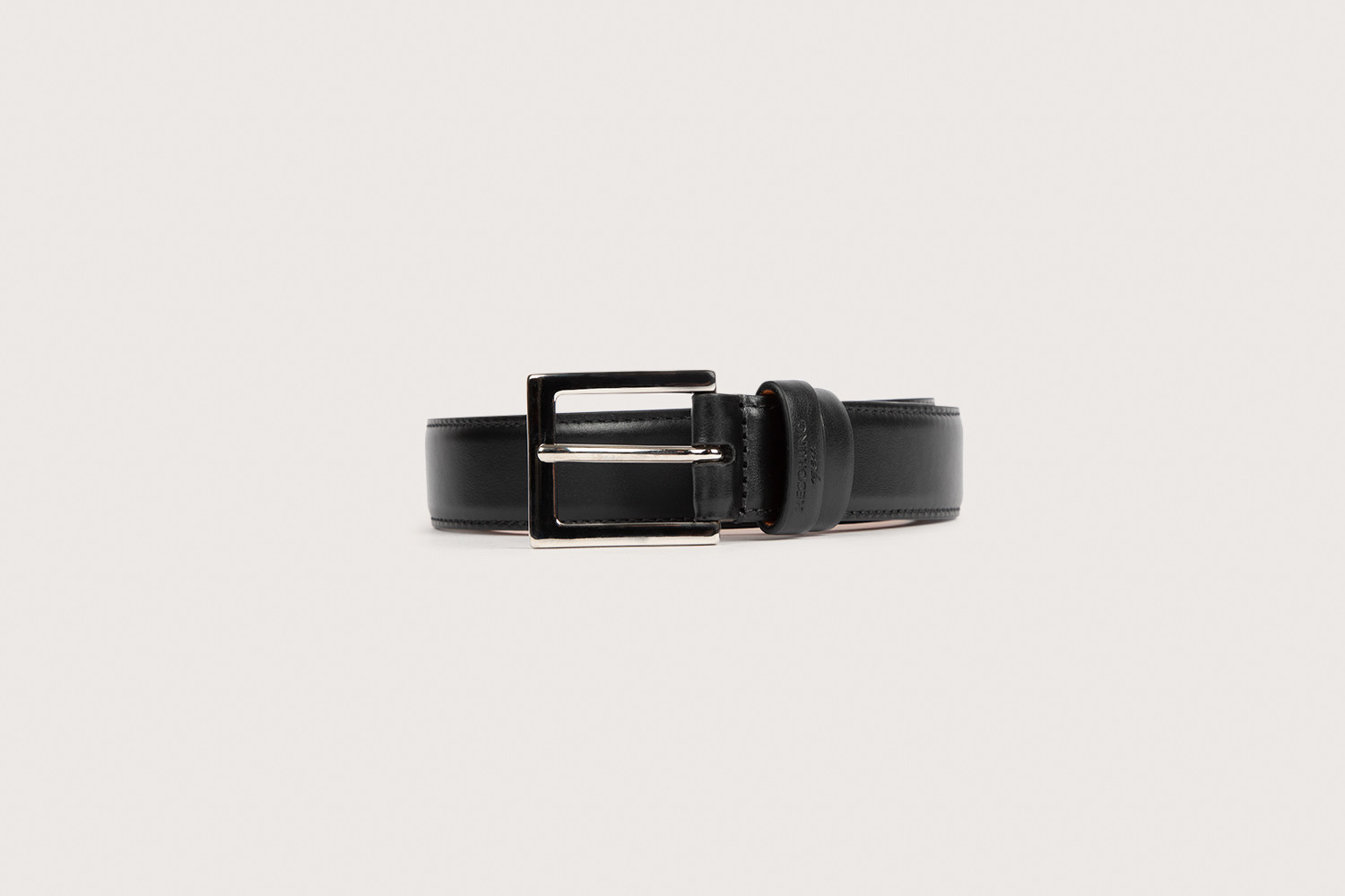 Heschung Ceinture Homme En Cuir Box Noir Piquée