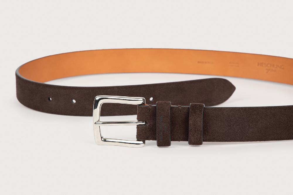 Heschung Ceinture Homme En Cuir Velours Moro