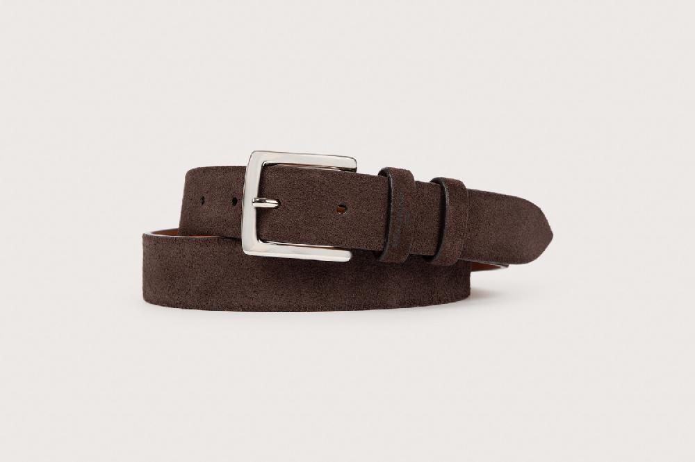 heschung Ceinture homme en cuir velours moro