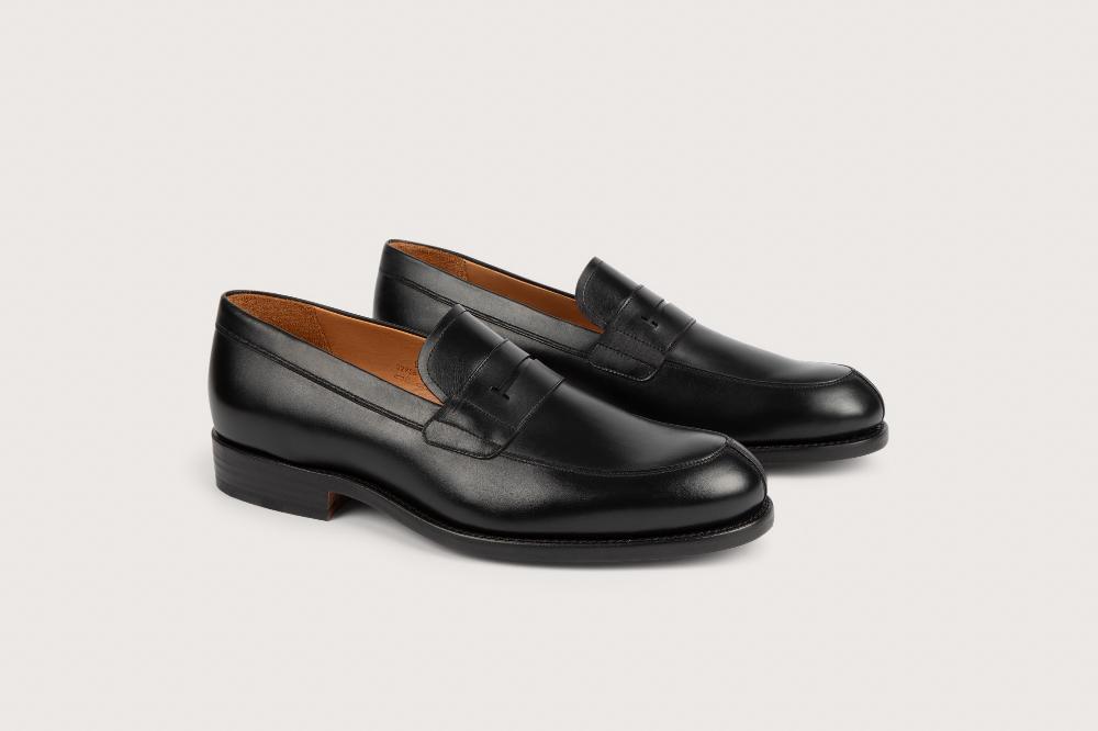 heschung Mocassin en cuir brillant pour homme semelle cuir coloris noir