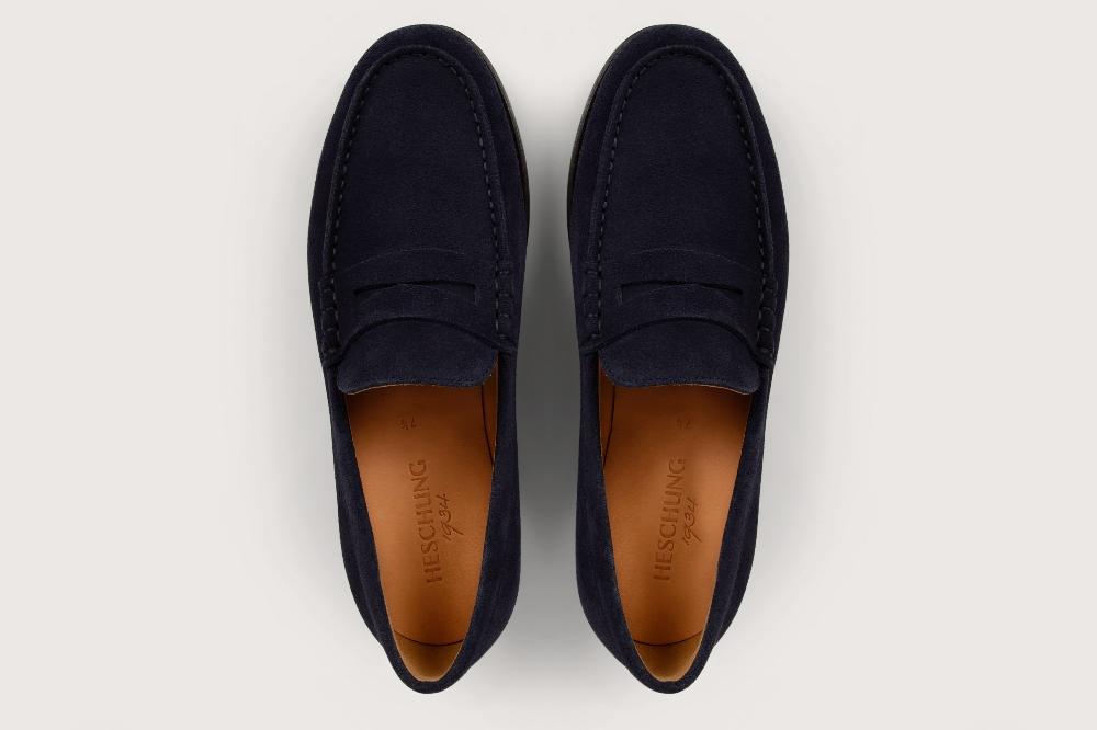 Heschung Mocassin En Cuir De Veau Pour Homme Semelle Cuir Coloris Navy