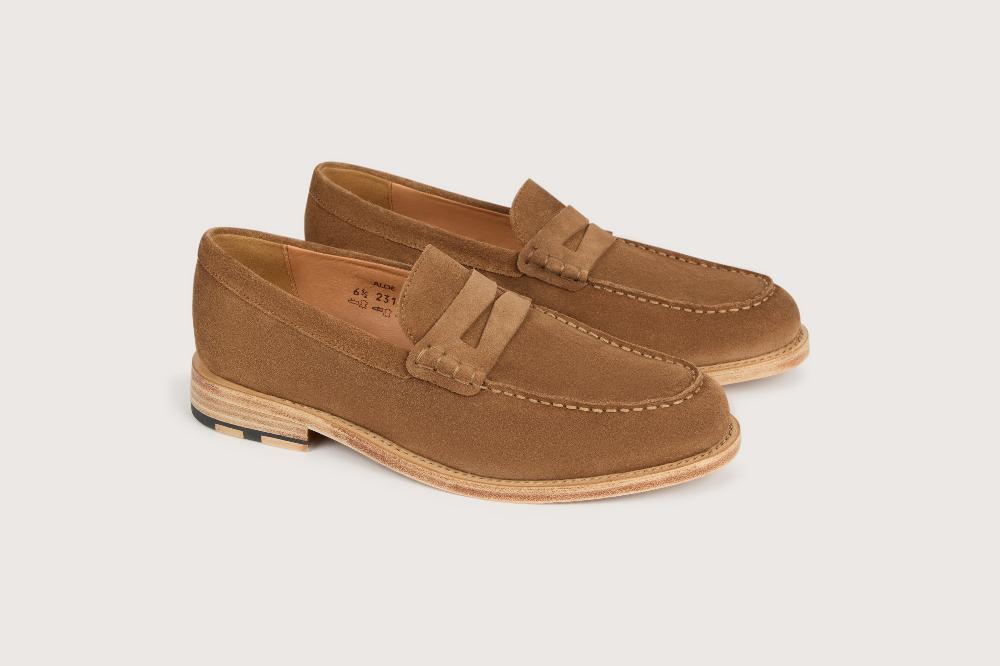 heschung Mocassin en cuir de veau pour homme semelle cuir coloris terre