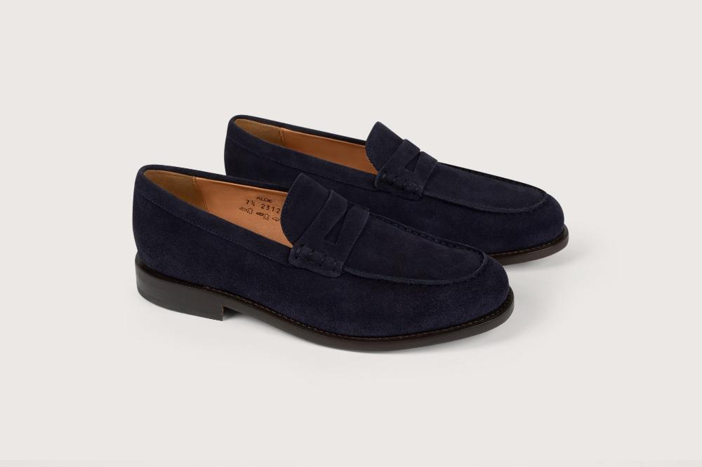 heschung Mocassin en cuir de veau pour homme semelle cuir coloris Navy