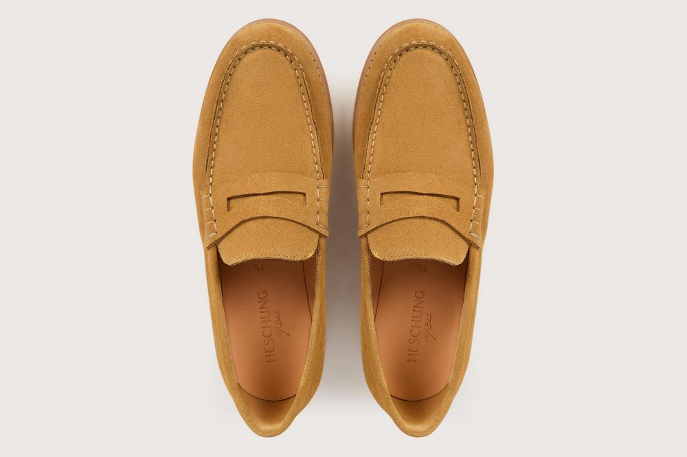 Heschung Mocassin En Cuir De Veau Pour Homme Semelle Gomme Coloris Camel