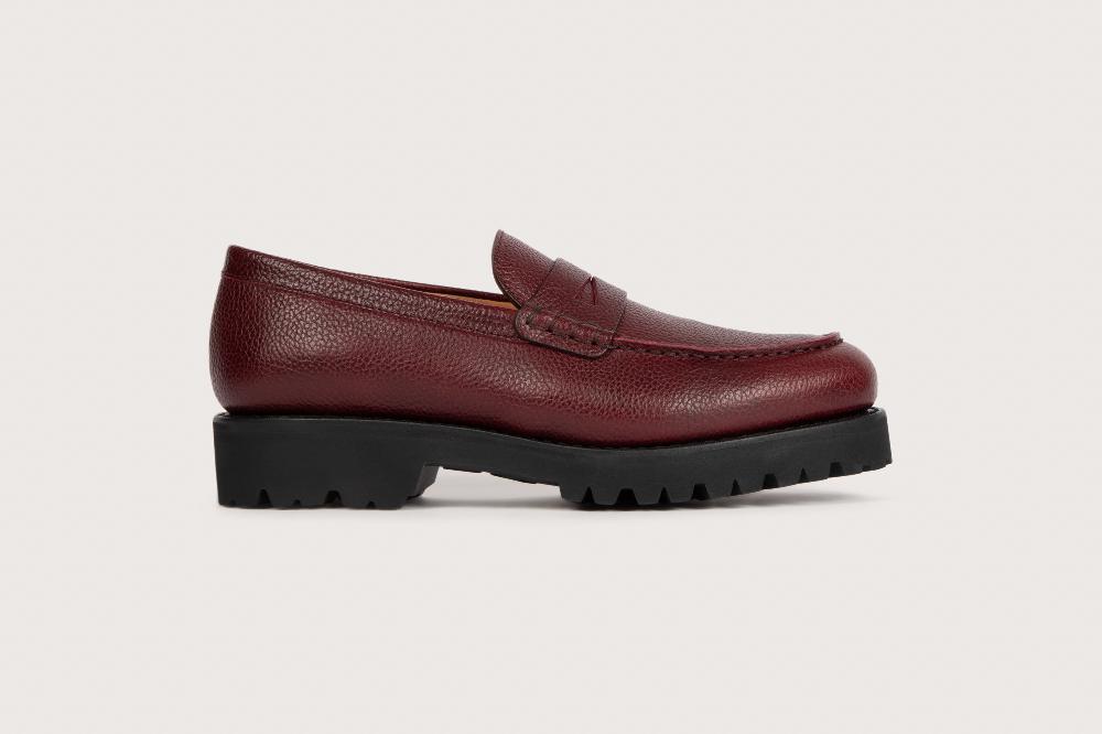 Heschung Mocassin En Cuir Légèrement Grainé Pour Femme Semelle Gomme Coloris Bordeaux