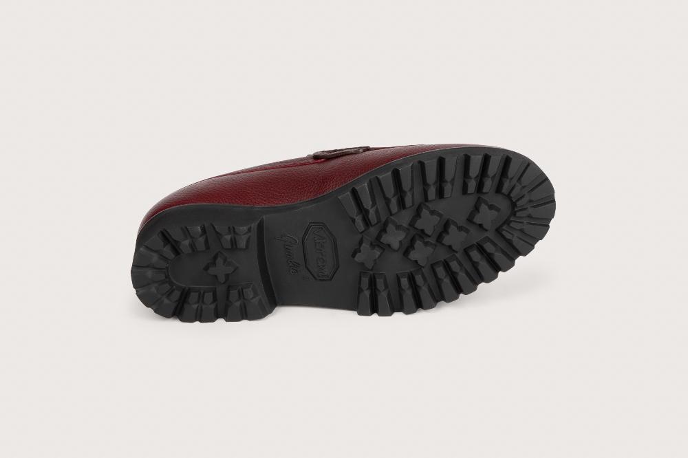 Heschung Mocassin En Cuir Légèrement Grainé Pour Femme Semelle Gomme Coloris Bordeaux