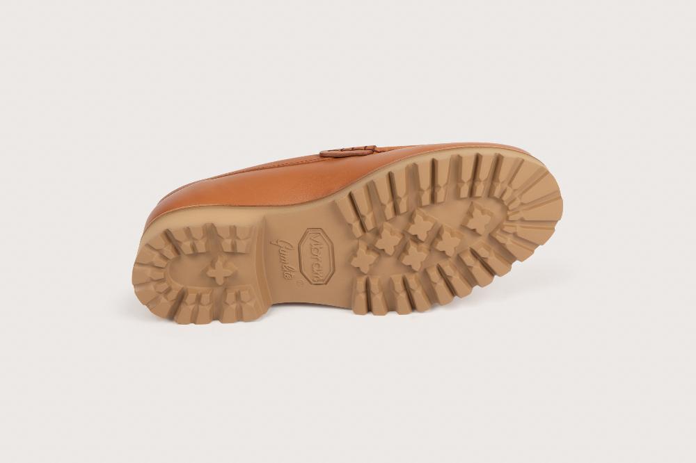 Heschung Mocassin En Cuir Lisse Gold Pour Femme Semelle Gomme