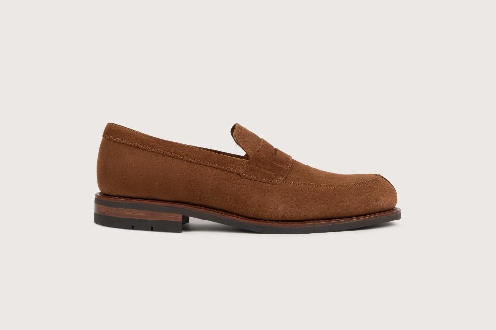 Heschung Mocassin En Veau Velours Pour Homme Semelle Gomme Coloris Cigare
