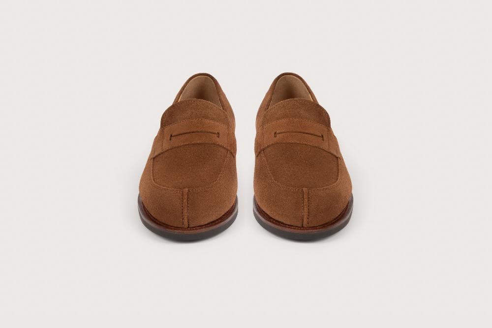 Heschung Mocassin En Veau Velours Pour Homme Semelle Gomme Coloris Cigare