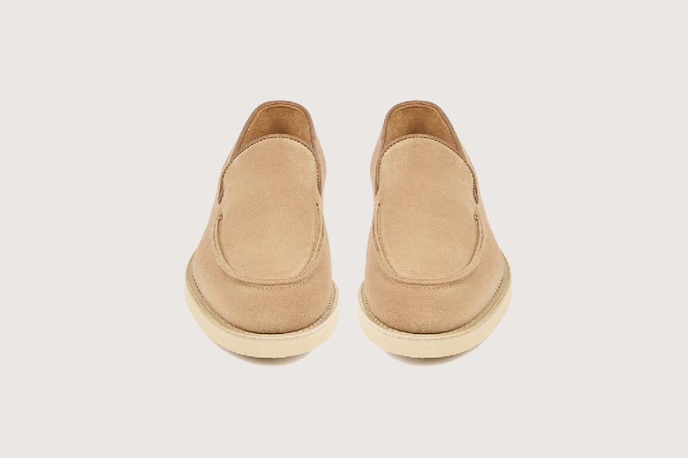 Heschung Mocassin Femme En Hydrovelours Sienne Au Style Affirmé Sur Semelle Gomme