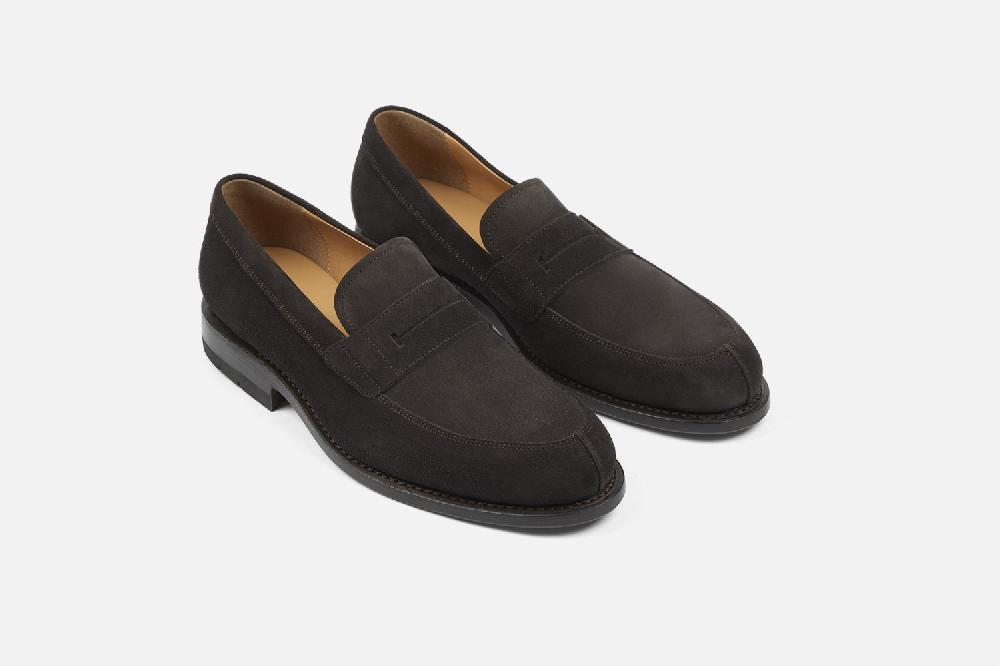 Heschung Mocassin Homme En Velours Imperméable Marron Sur Semelle Cuir Pour Une Allure élégante