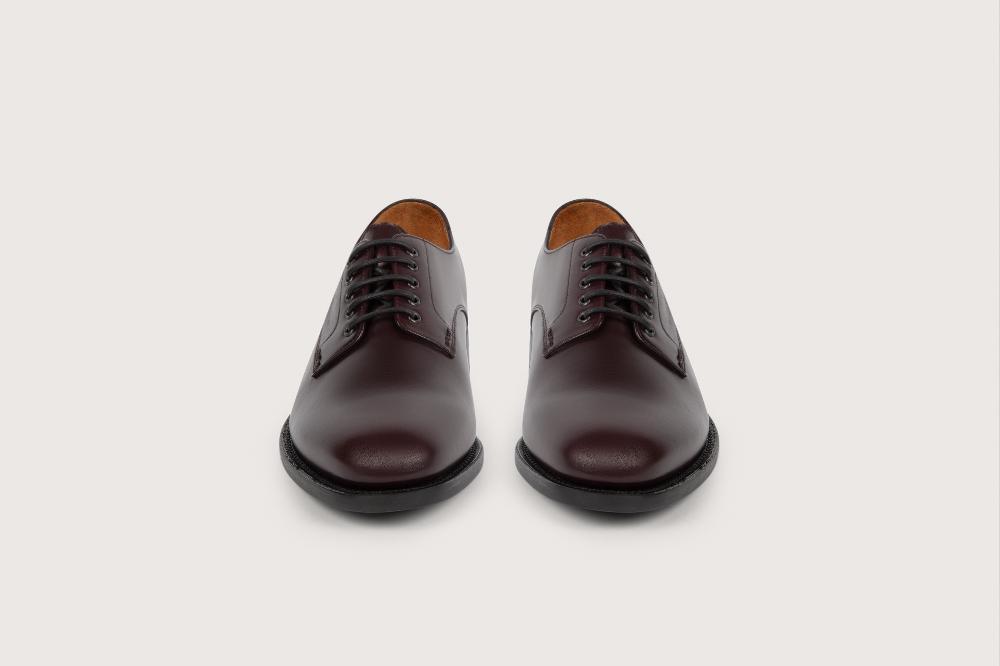 Heschung Nouveau Derby Femme Aralia En Cuir Brillant Bordeaux Semelle Cuir