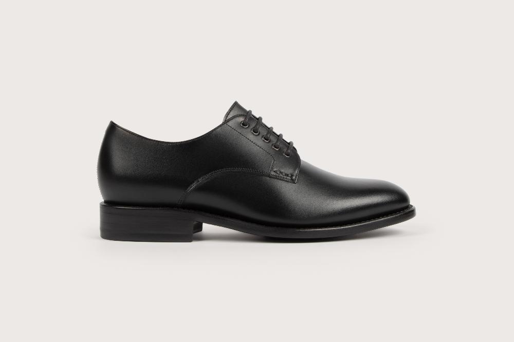 Heschung Nouveau Derby Femme Aralia En Cuir Brillant Noir Semelle Cuir