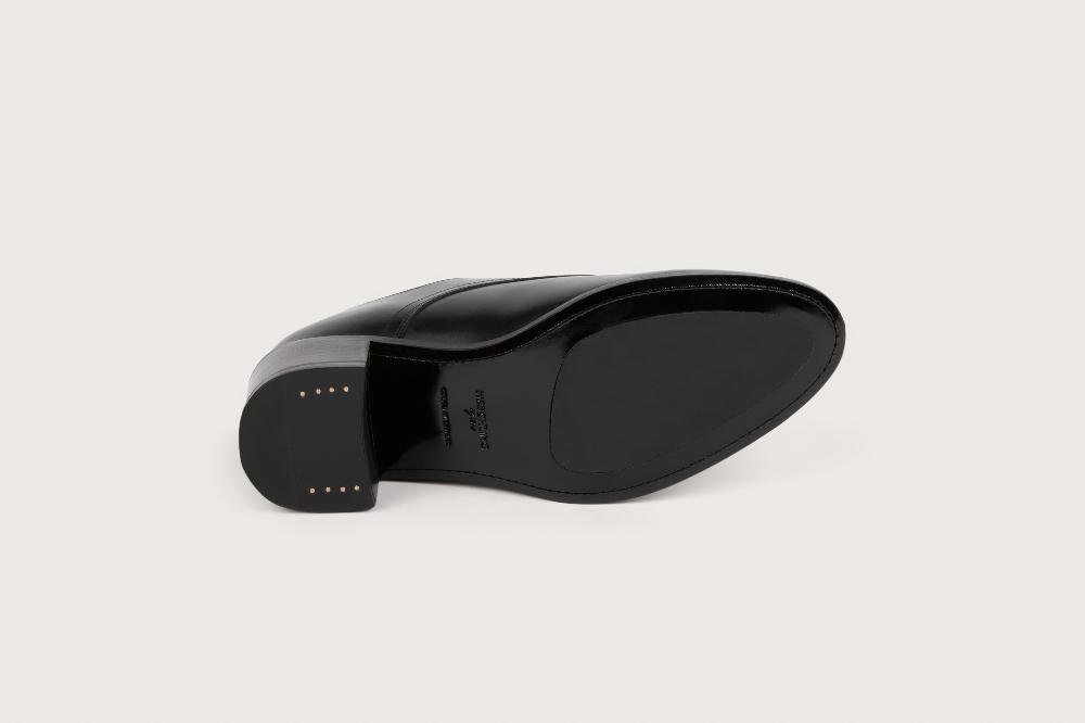 Heschung Nouveau Derby Femme Marcia En Cuir Box Noir Semelle Cuir