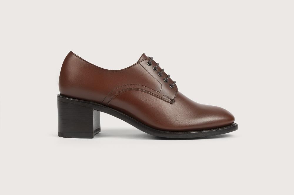 Heschung Nouveau Derby Femme Marcia En Cuir Genova Noisette Semelle Cuir