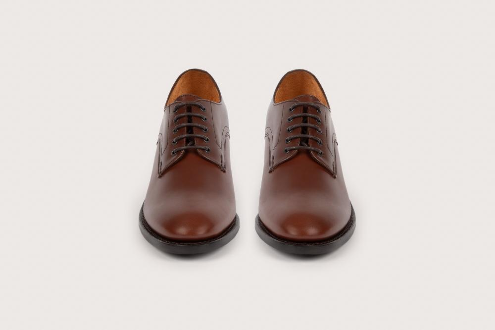 Heschung Nouveau Derby Femme Marcia En Cuir Genova Noisette Semelle Cuir