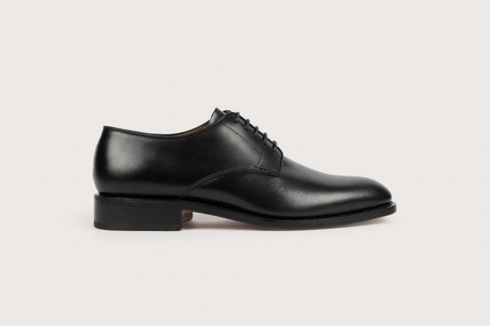 Heschung Nouveau Derby Homme En Cuir Brillant Noir Classique Et Intemporel