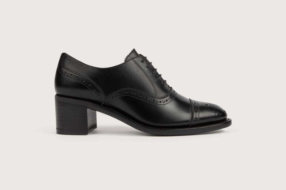 Heschung Nouveau Richelieu Femme Morine Cuir Box Noir Semelle Cuir
