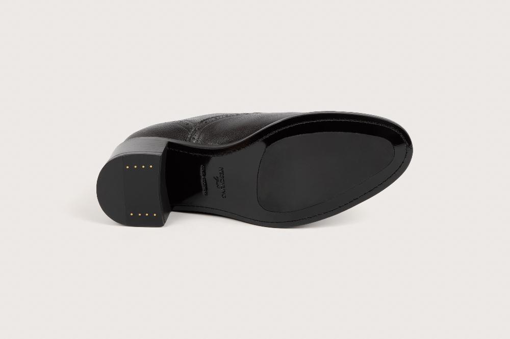 Heschung Nouveau Richelieu Femme Morine Cuir Ginger Noir Semelle Cuir