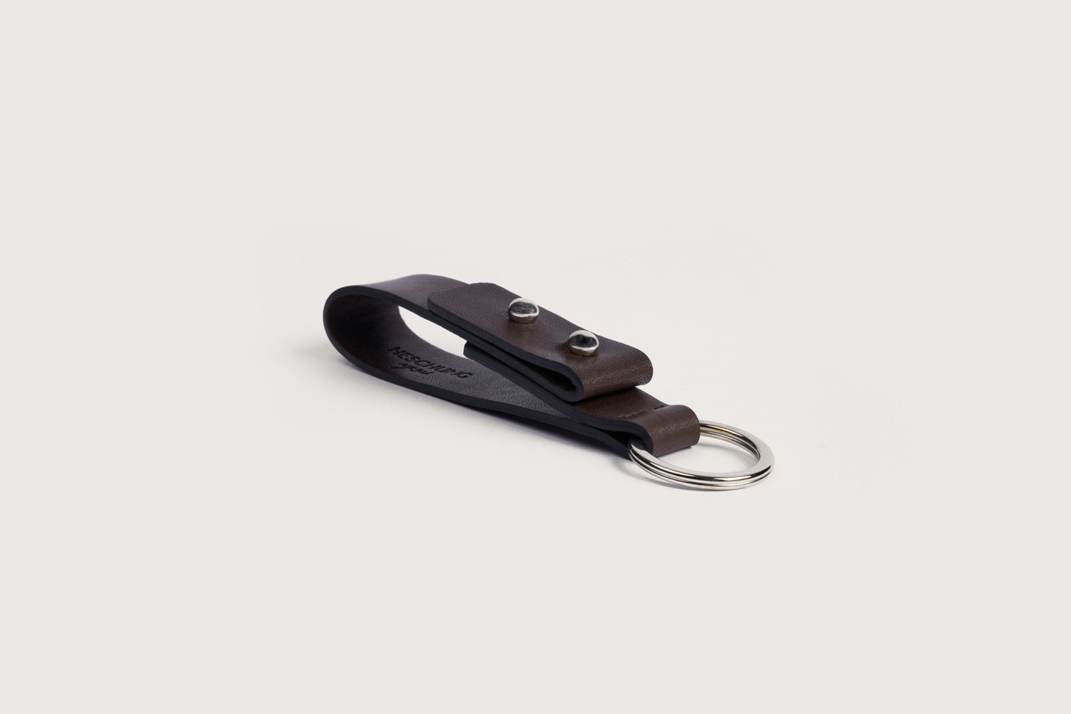 Heschung Porte-clés En Cuir De Veau Anilcalf Monochrome Café