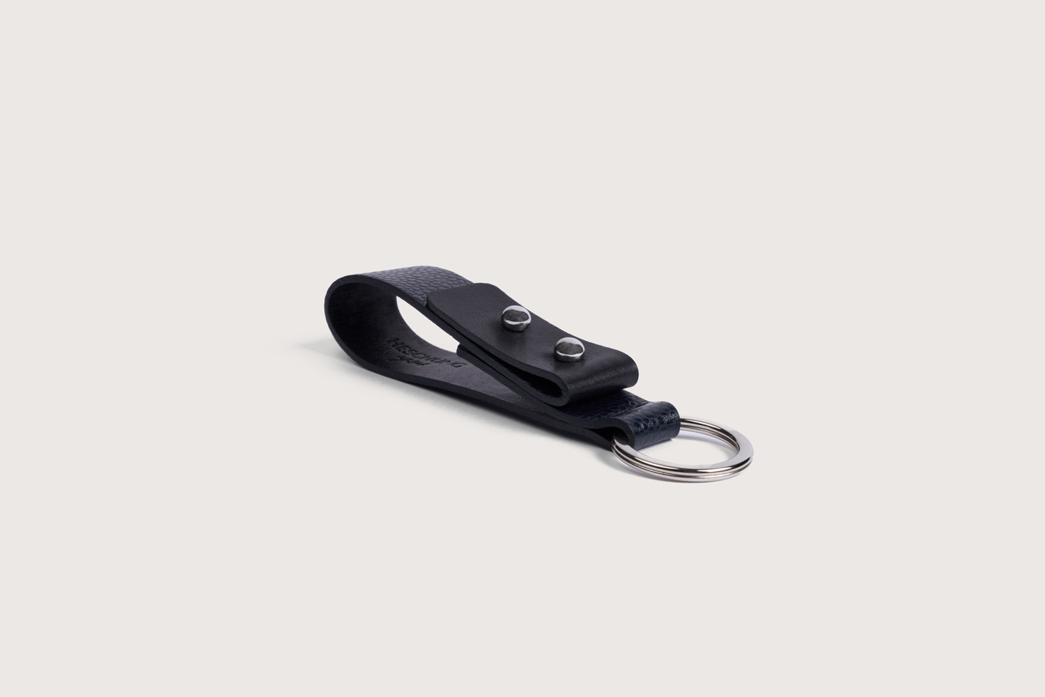 heschung Porte-clés En Cuir De Veau Sesame Et Anilcalf Bicolore Marine Et Noir